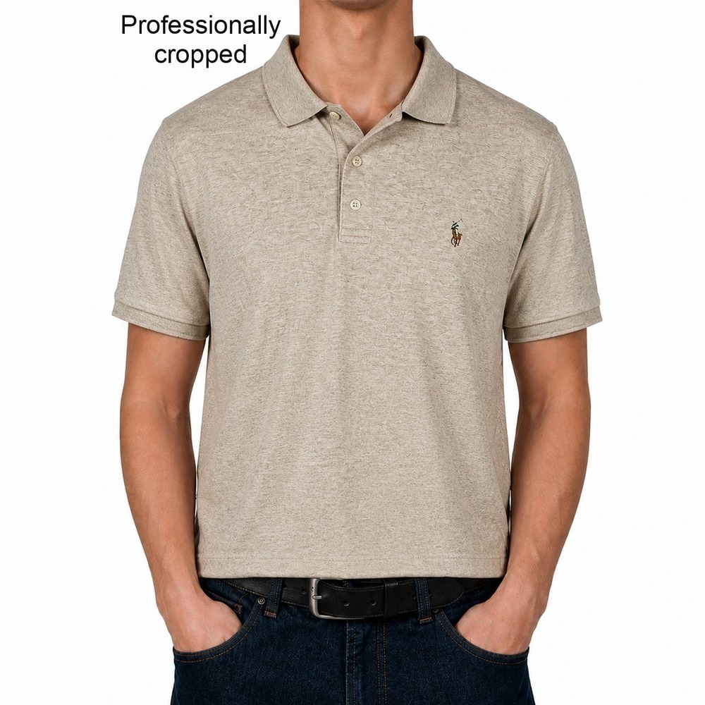 Professionally Cropped cream Ralph Lauren polo.
